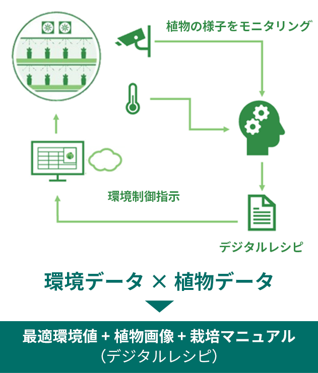 最適環境値+植物画像+栽培マニュアル（デジタルレシピ）